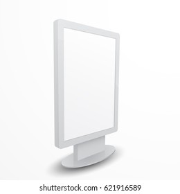 White 3d billboard template. Realistic design. Vector, isolated