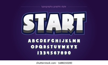 White 3D Bold Perspective Colorful Cartoon Sticker Styke Artistic Font Typography Alphabet