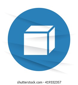 White 3D Box icon label on wrinkled paper
