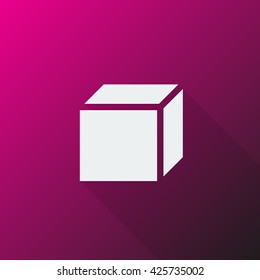 White 3D Box icon on pink background