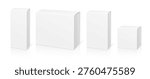 White 3D Cardboard Boxes Mockup. Realistic vector White Package Box. Template for your design. Square Packaging Boxes. 