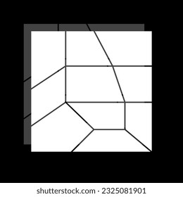 White 3d cartoon square frame collage on the black background. Different empty spaces. Templates for photo, decor and interior. Vector illustration.