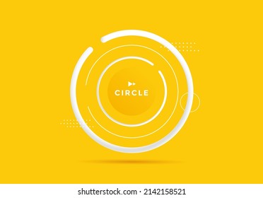 White 3d circle. Abstract modern circles on yellow background. Vector