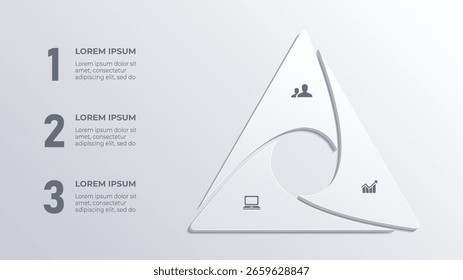 White 3D Circle Infographic Three Step Business Timeline with Clean Modern Design, 3 Steps,  Business Infographic