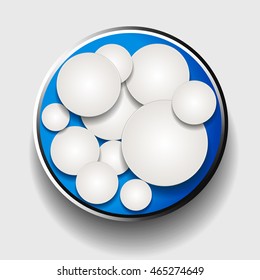 White 3D Circle with Shadows in a Blue Border Over White Background