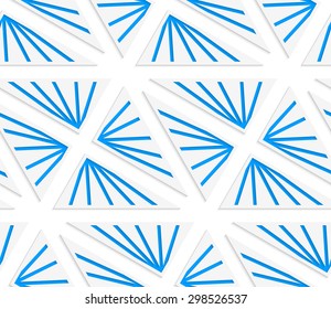White 3D with colors blue ray striped.Abstract geometrical background. Pattern with cut out paper effect and realistic shadows.