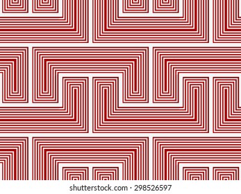 White 3D with colors red striped brackets.Abstract geometrical background. Pattern with cut out paper effect and realistic shadows.