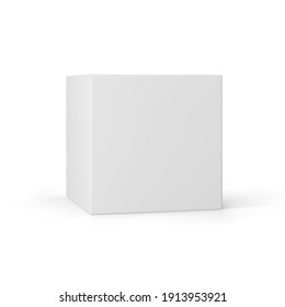 White 3d cube and perspective isolated white background  3d modeling box and lighting   shadow  Realistic vector icon