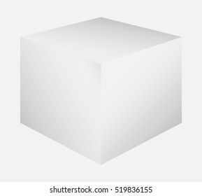 White 3d cube for your graphic design. Realistic cardboard box. Vector illustration. 