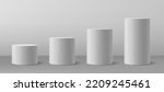 White 3d Cylinder pillar isolated on grey background. Vector illustration