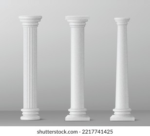 White 3d Cylinder pillar isolated on grey background. Vector illustration