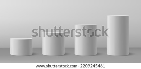 White 3d Cylinder pillar isolated on grey background. Vector illustration