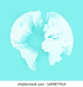 Mapa blanco 3D de fondo azul