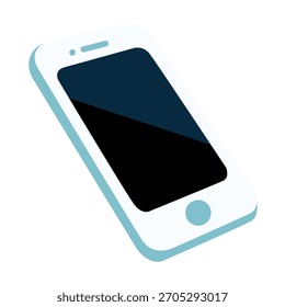 Ilustración vectorial isométrica plana blanca del smartphone de moda 3d con la exhibición azul de la pantalla aislada en el fondo blanco. Diseño de icono de teléfono móvil 