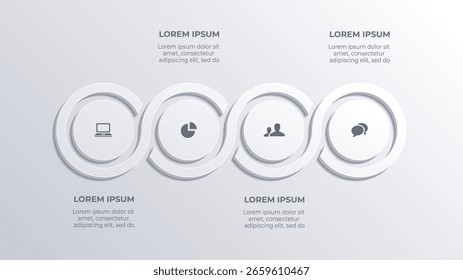 White 3D Four Step Business Process Infographic com cronograma para estratégia corporativa