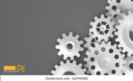 White 3d gears on the gray background. Infographic template. Vector design. eps10
Technology background.