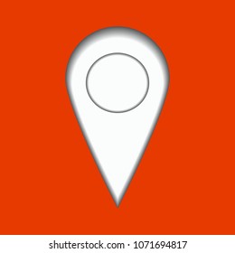 White 3D geolocation icon on an orange background