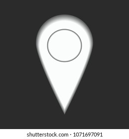 White 3D geolocation icon on a grey background