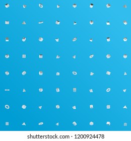 White 3D Geometric Shapes Set Pattern Isolated on Blue Background. Science of Math and Geometry