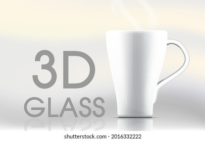 White 3D Glass Cup Virtual Vector.