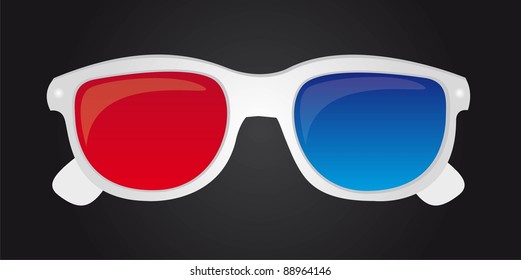 white 3d glasses with black background. vector illustration