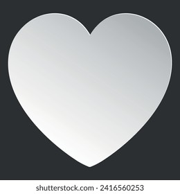 El corazón blanco 3D. Vector en fondo gris