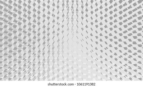 White 3D hexagon grid tech background, vector illustration