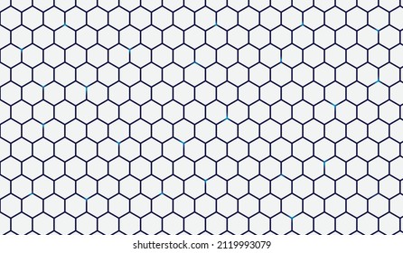 White 3d hexagonal technology abstract background. Blue bright energy flashes