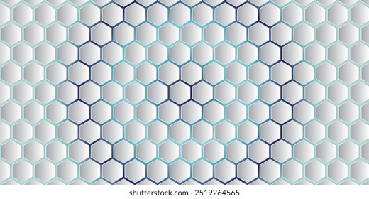 Fondo abstracto de Vector de tecnología hexagonal 3d blanco. La energía brillante azul parpadea bajo el hexágono en la Ilustración vectorial de fondo futurista de tecnología moderna. Rejilla de textura de panal blanco.