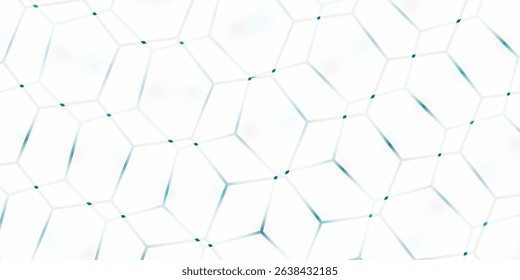 White 3d hexagonal technology vector abstract background. Blue bright energy flashes under hexagon in modern technology futuristic background vector illustration.