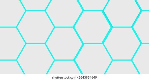 White 3d hexagonal technology vector abstract background. Blue bright energy flashes under hexagon in modern technology futuristic background vector illustration. White honeycomb texture grid.