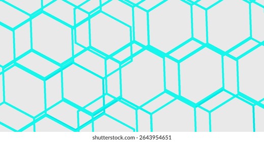 White 3d hexagonal technology vector abstract background. Blue bright energy flashes under hexagon in modern technology.White honeycomb texture grid.