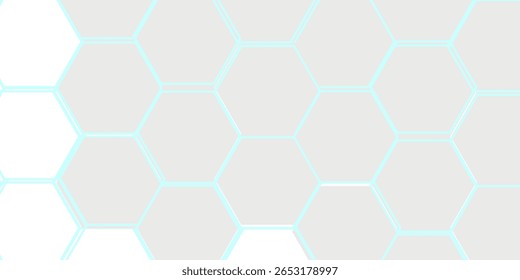 White 3d hexagonal technology vector abstract background. Blue bright energy flashes under hexagon in modern technology futuristic background vector illustration.