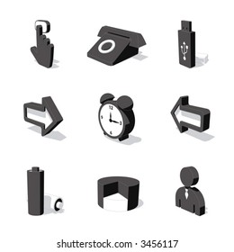 white 3D icon set 03
