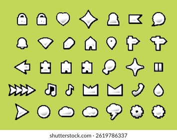 ícone branco 3d definir negócios e alimentos, moderno retro moderno pixel moderno gradiente arte decoração elementos vetor ilustração para o jogo ou qualquer modelo