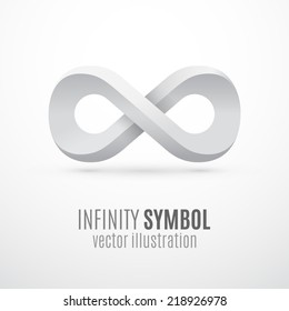 White 3d infinity symbol. Conceptual icon. Logo template. Vector illustration( White)