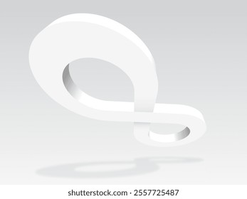 White 3D Infinity Symbol on white Background. Endless Vector Logo Design. Concept of infinity with shadow for your web site design, logo, app, UI. EPS10.