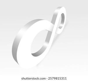 White 3D Infinity Symbol on white Background. Endless Vector Logo Design. Concept of infinity with shadow for your web site design, logo, app, UI. EPS10.