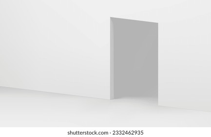 White 3d interior entrance exit rectangle arch empty showroom isometric design realistic vector illustration. Indoor room gate hole rectangular archway merchandise advertising product presentation