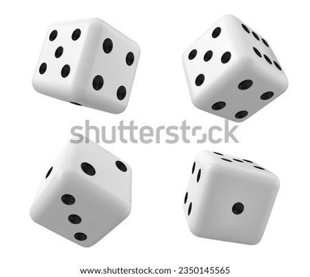 White 3d isolated realistic dice for casino game vector icon. Backgammon lucky cube roll with 1, 6 or two dot number. Random rolling square luck choice for poker gaming entertainment illustration