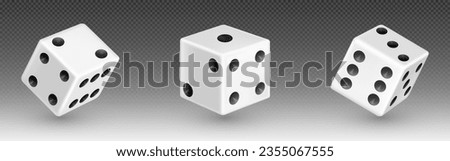 White 3d isolated realistic dice for casino game vector icon. Backgammon lucky cube roll with 1, 6 or two dot number. Random rolling square luck choice for poker gaming entertainment illustration