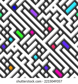 White 3d Maze Seamless Pattern