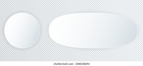 El blanco 3d se burla del óvalo de la vista superior, elipse con sombra sobre fondo transparente.  Plantilla de paquete realista. Láminas de pintura en blanco, pantalla de pared, afiche, pancarta, burla. Ilustración del vector