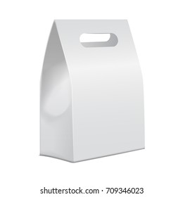White 3d model cardboard take away food box mock up. Empty product container template, isolated vector illustration for your design