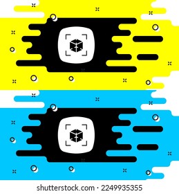White 3d modeling icon isolated on black background. Augmented reality or virtual reality.  Vector