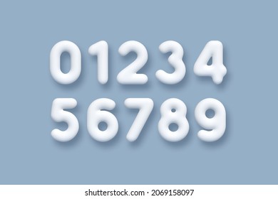 White 3d numbers vector set. 3d realistic characters. Decorative elements for banner, cover, birthday or anniversary party. - Shutterstock ID 2069158097