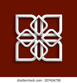 White 3d ornament in arabic style - variation 4.Vector EPS10