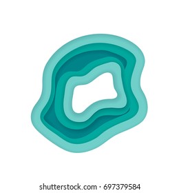 White 3d paper cut abstract shapes. Paper cut relief decoration. Colorful levels shape. Abstract background. Vector geometric illustration.