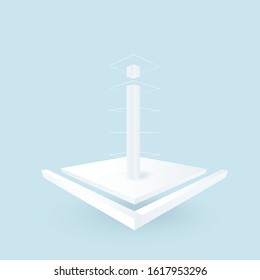 White 3d platform with pillar. Abstract composition for design.Vector elements.
