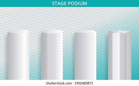White 3d podium mockup in different shapes